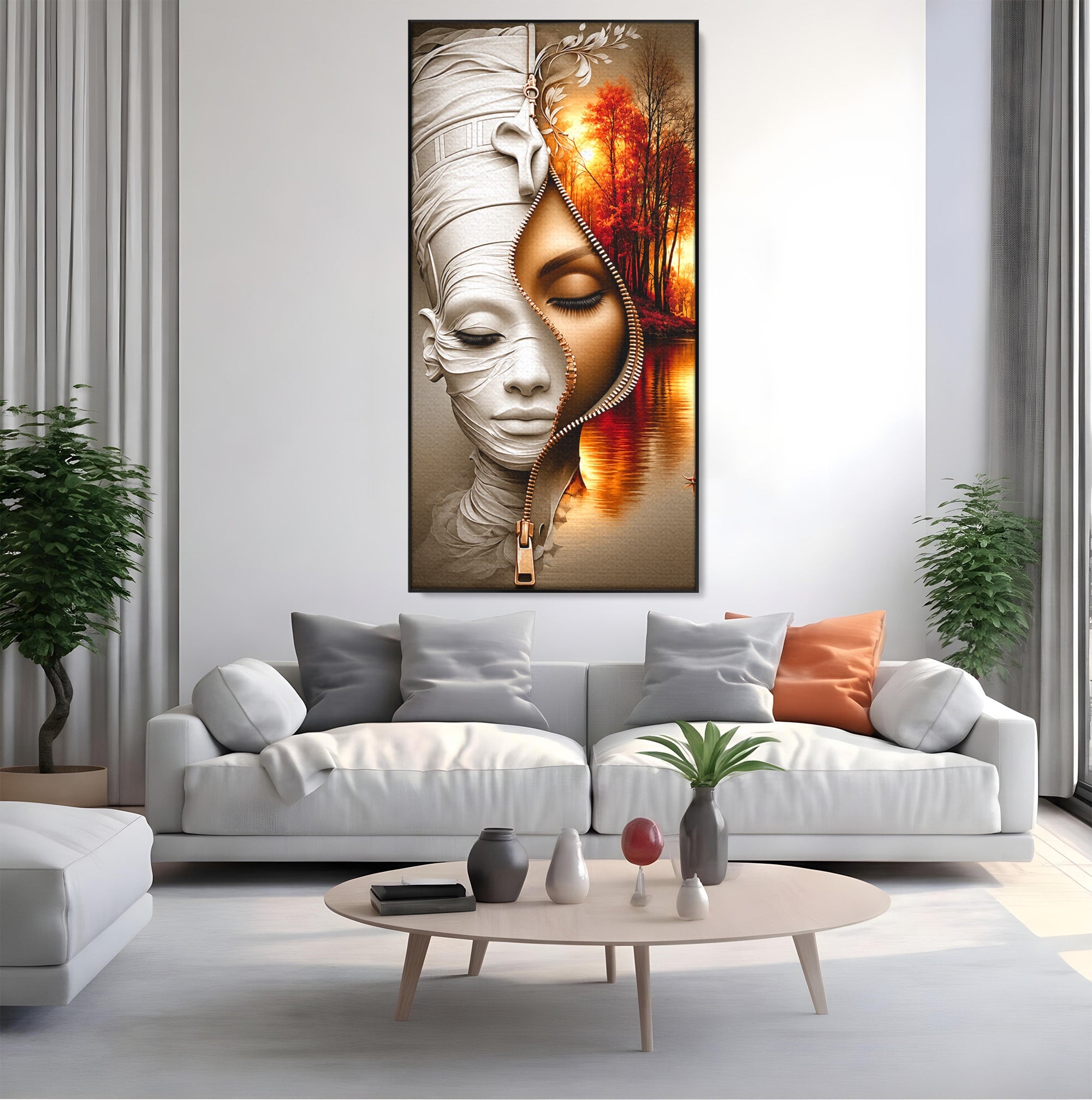 Tablou Canvas Premium LuxCanva® U1240, Dualitate Artistica, Portret, Peisaj, Reflexie, Living, Modern, Culori Vibrante