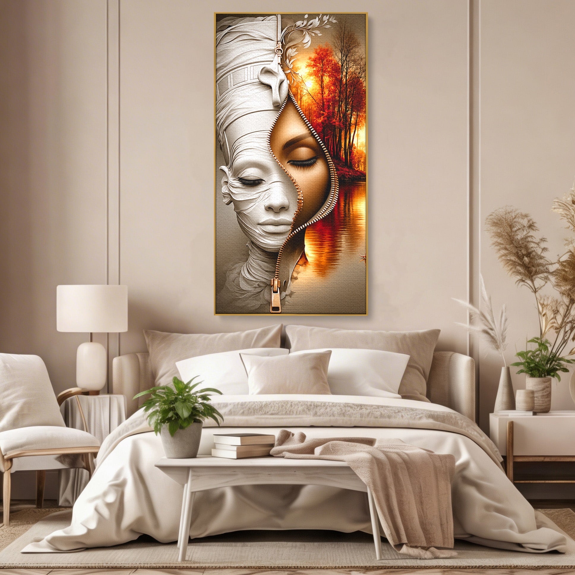 Tablou Canvas Premium LuxCanva® U1240, Dualitate Artistica, Portret, Peisaj, Reflexie, Living, Modern, Culori Vibrante