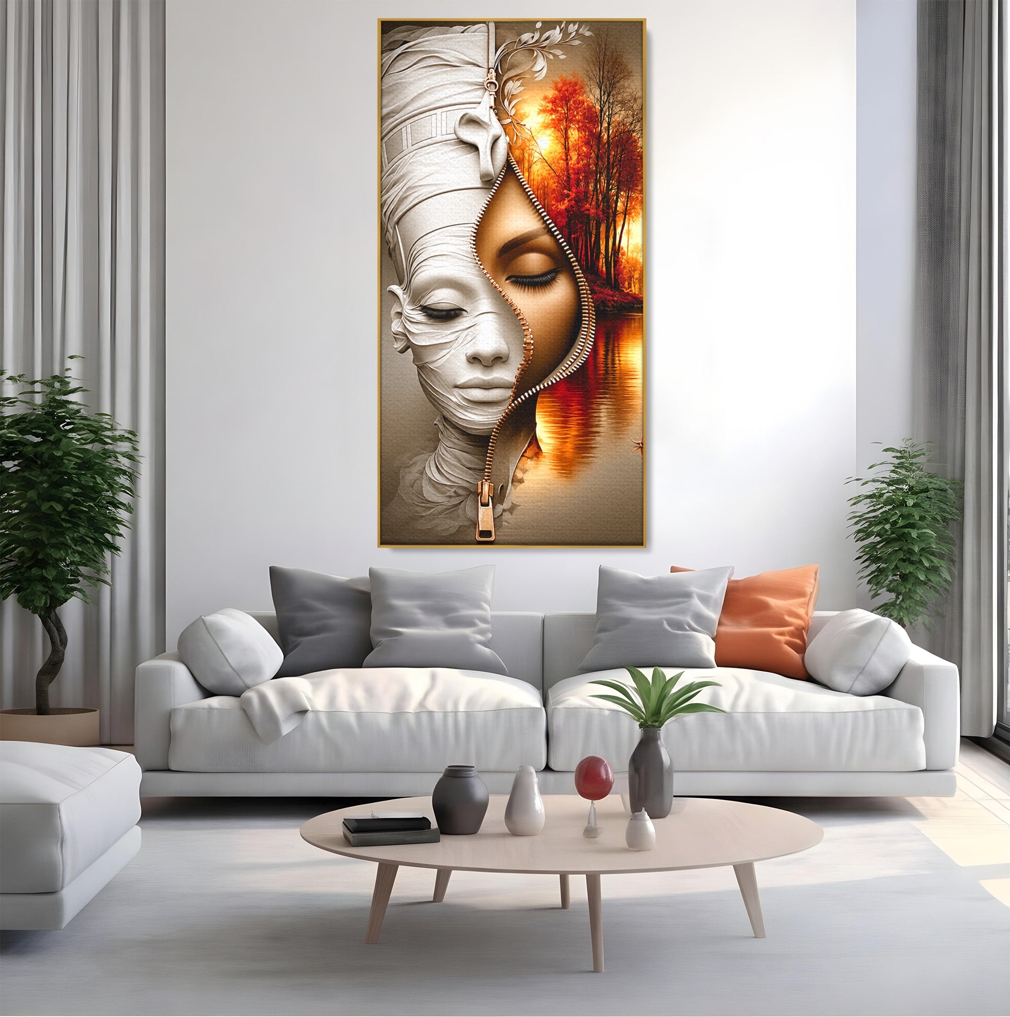 Tablou Canvas Premium LuxCanva® U1240, Dualitate Artistica, Portret, Peisaj, Reflexie, Living, Modern, Culori Vibrante
