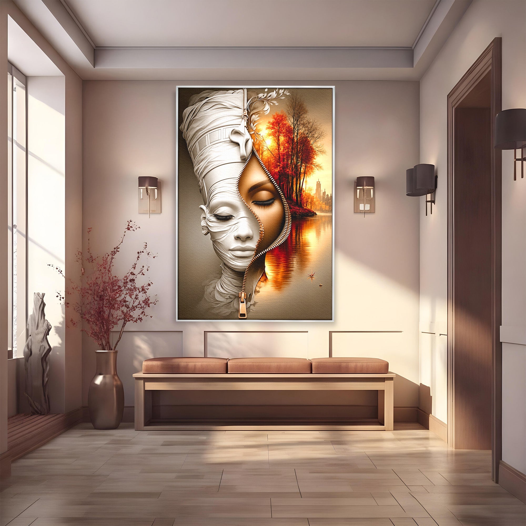 Tablou Canvas Premium LuxCanva® U1240, Dualitate Artistica, Portret, Peisaj, Reflexie, Living, Modern, Culori Vibrante
