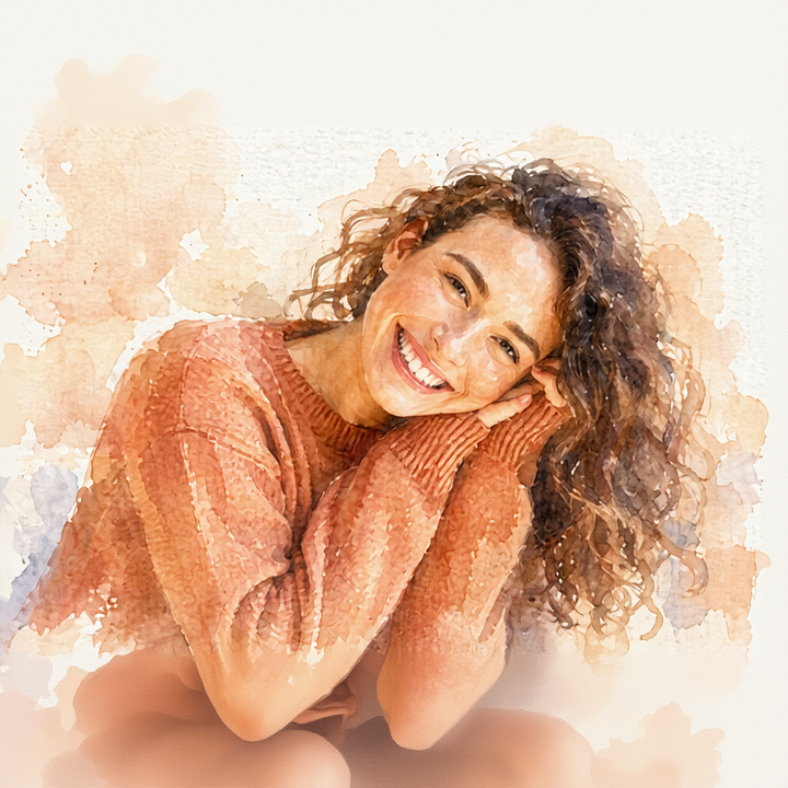Tablou Personalizat Acuarela | Femei / cadou soft | Orizontal Landscape