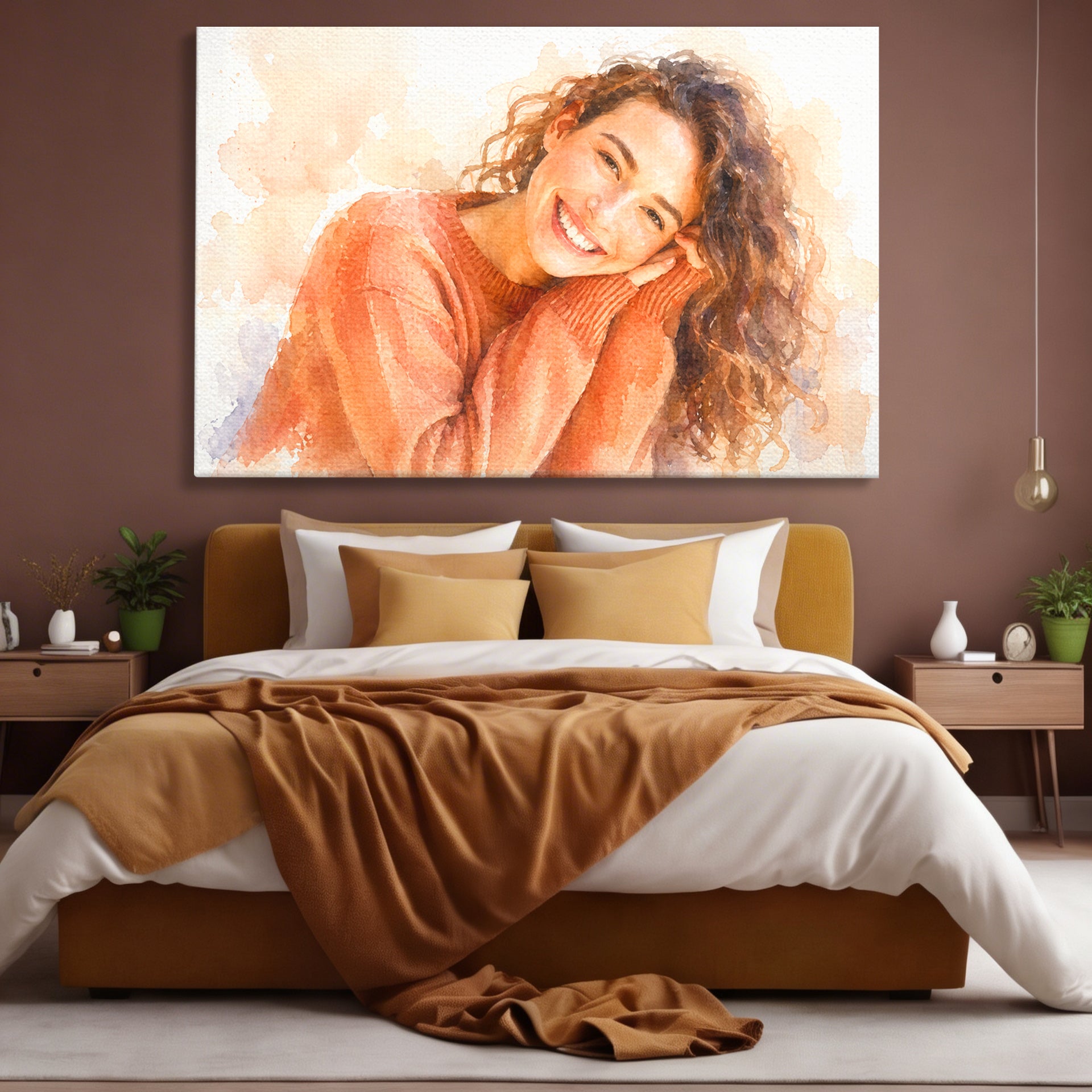 Tablou Personalizat Acuarela | Femei / cadou soft | Orizontal Landscape