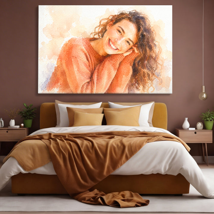 Tablou Personalizat Acuarela | Femei / cadou soft | Orizontal Landscape