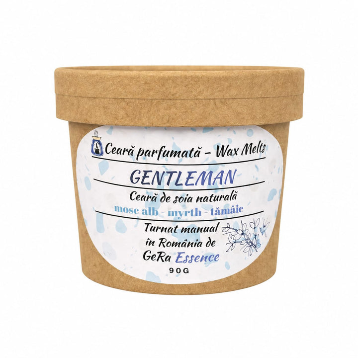 Ceara parfumata/ Wax melts din soia, GeRa Essence, Gentleman - mosc alb, myrrh, tamaie, sofisticat, seducator, handmade, ceara naturala, 90 g