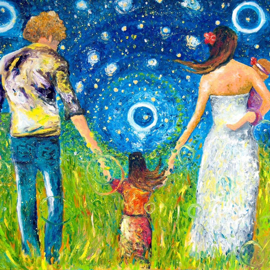 Tablou Canvas Premium, LuxCanva® K1020, Familia Impreuna, Mama, Tata, Copil, Cer, Pasi, Plimbare, Timp, Infinit, Iubire, Vesnicie, Inimi, Calatorie, Armonie, Emotie, Iubitor, Camera Copii