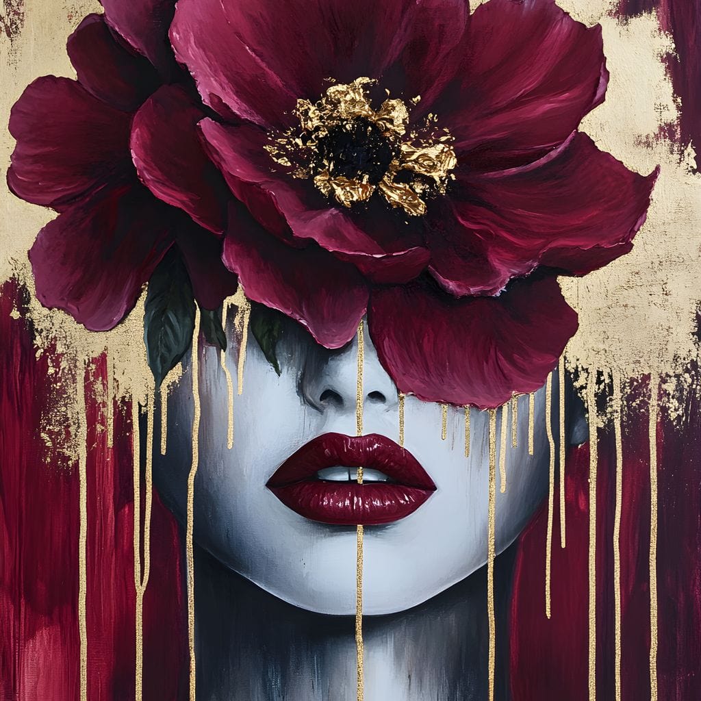 Tablou Canvas Premium, LuxCanva® G1139, Chipul Ascuns, Timiditate, Mov, Violet, Buze, Rafinament, Artistic, Lux, Pasiune, Noblete, Regina, Unicitate, Glamour, Birou, Living