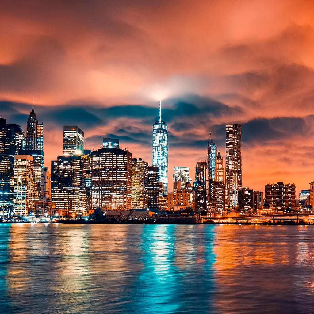 Tablou Canvas Premium, LuxCanva® O1004, Podul Brooklyn, New York, Noapte, Magie, Oras, Metropola, Energie, Vedere, Zbor, Zgarie-Nori, Elegant, Speranta, Lumini, Living, Dormitor, Birou