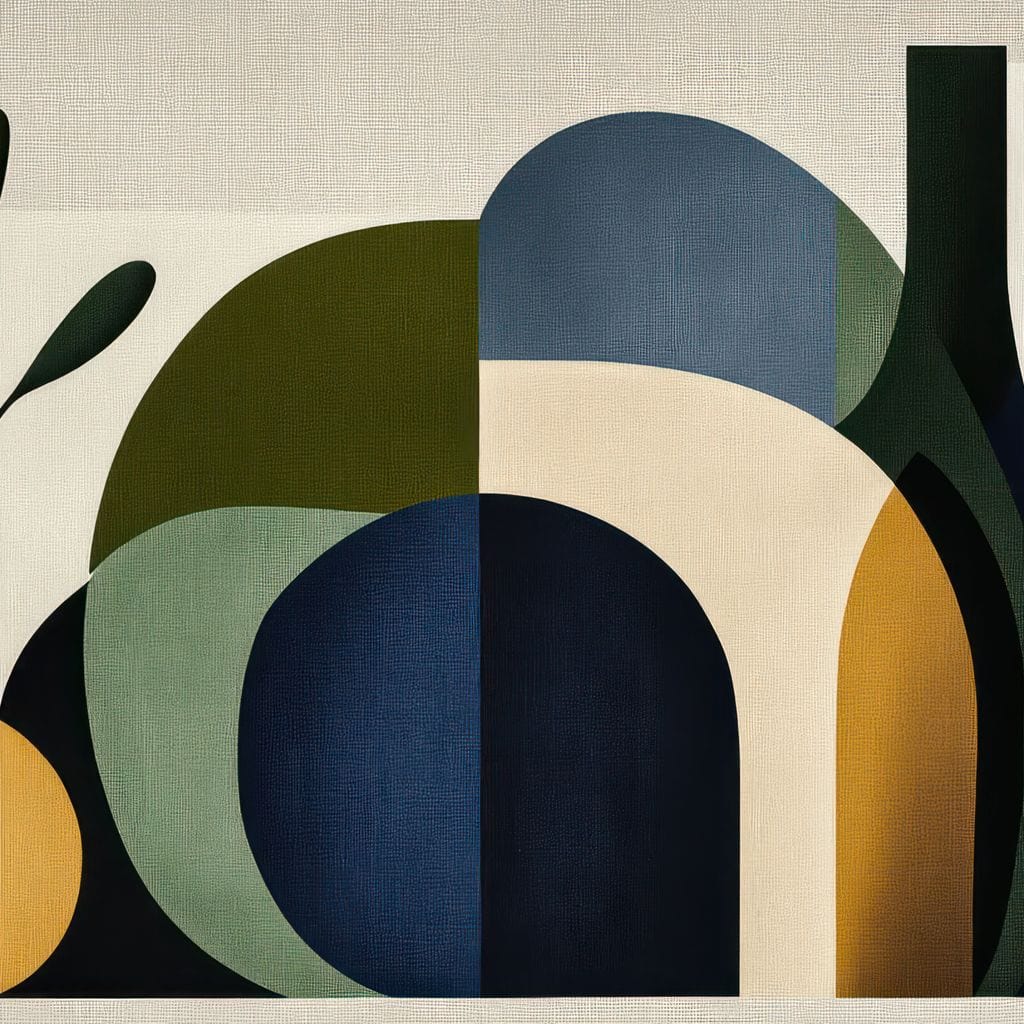 Tablou Canvas Premium, LuxCanva® J1006, Siluete Vegetale, Forme, Liniste, Natura, Siluete, Organic, Simplitate, Verde, Albastru, Scandinav, Modern, Living, Dormitor