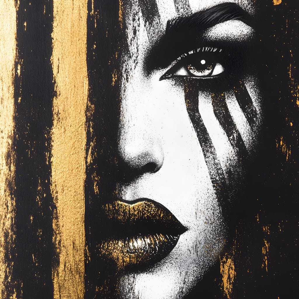 Tablou Canvas Premium, LuxCanva® G1148, Femeia din Umbre, Mister, Regina, Imperial, Coroana, Razboinica, Misticism, Expresivitate, Buze, Chip, Putere, Birou, Living, Dormitor