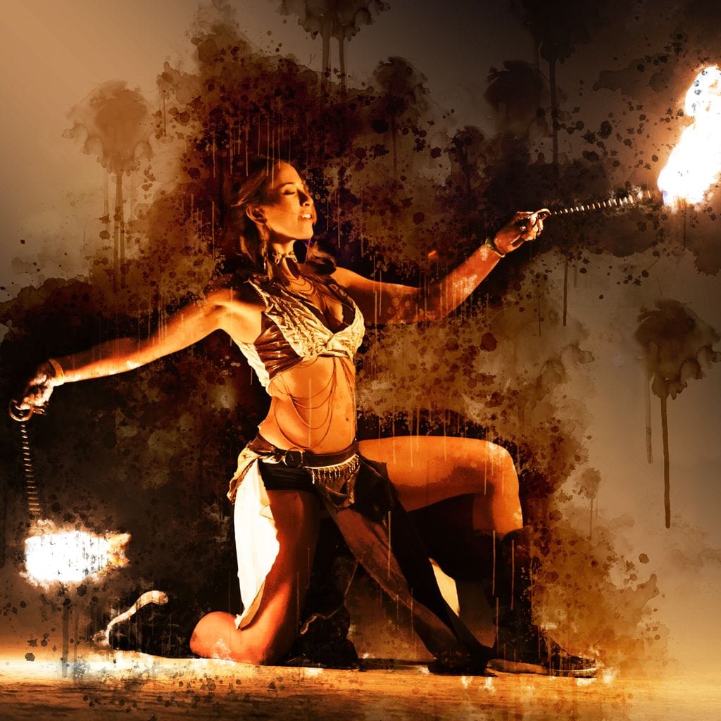 Tablou Canvas Premium, LuxCanva® G1086, Dansul Focului, Forta, Incendiar, Spectacol, Artist, Show, Circ, Arta, Flacari, Atmosfera, Living, Dormitor