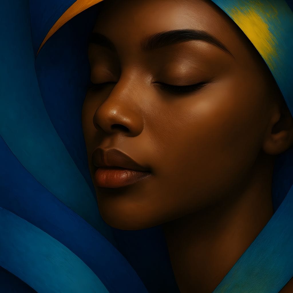 Tablou Canvas Premium, LuxCanva® G1134, Sub Pleoapele Lunii, Profunzime, Somn, Liniste, Pace, Meditatie, Serenitate, Pictural, Vis, Albastru, Portocaliu, Mister, Birou, Living