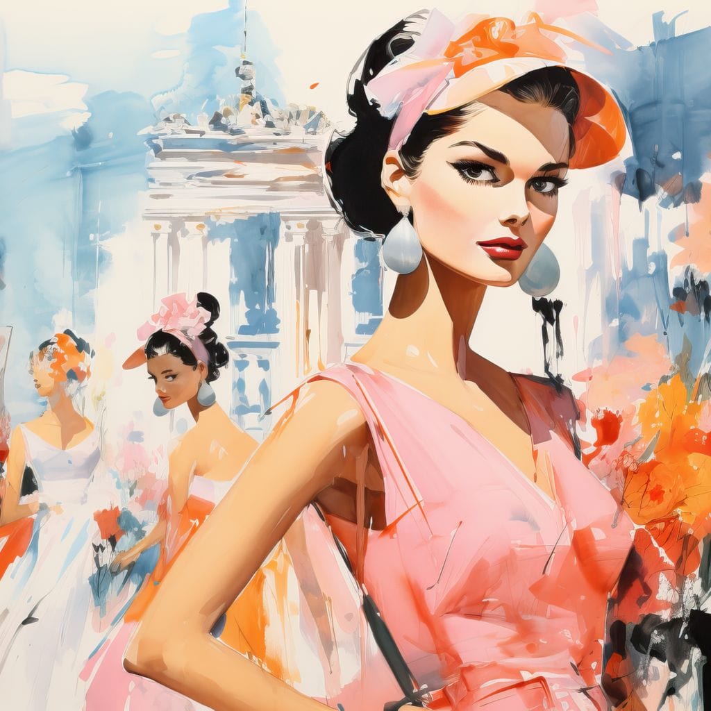 Tablou Canvas Premium, LuxCanva® G1130, O Primavara Retro, Paris, Stil, Eleganta, Femei, Bulevard, Moda, Trecut, Vintage, Rafinament, Living, Dormitor