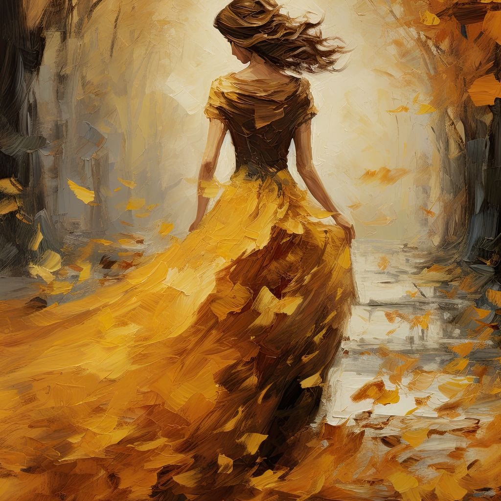 Tablou Canvas Premium LuxCanva® GV1053, Poezia Frunzelor, Toamna, Frunze, Aurii, Vant, Miscare, Zeita, Ritm, Lumina, Calatorie, Living, Dormitor