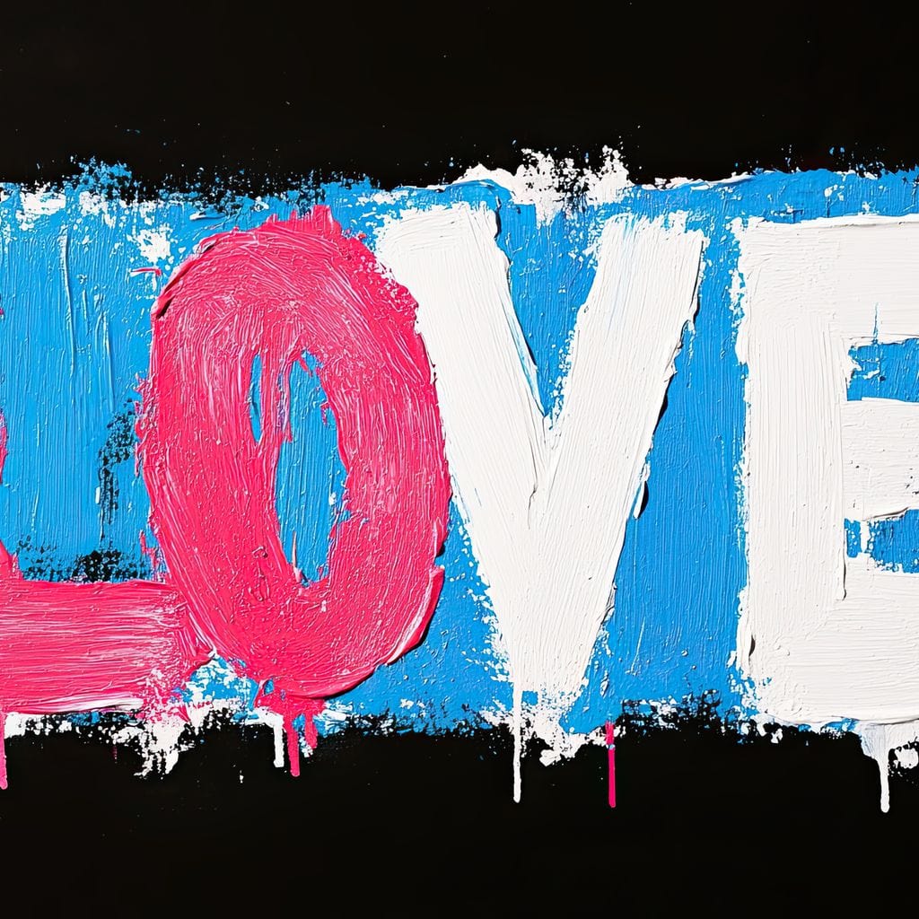 Tablou Canvas Premium LuxCanva® E1016, Dragoste in Tuse Vibrante, Culori, Iubire, Contrast, Love, Vibrant, Living Room, Culori vibrante