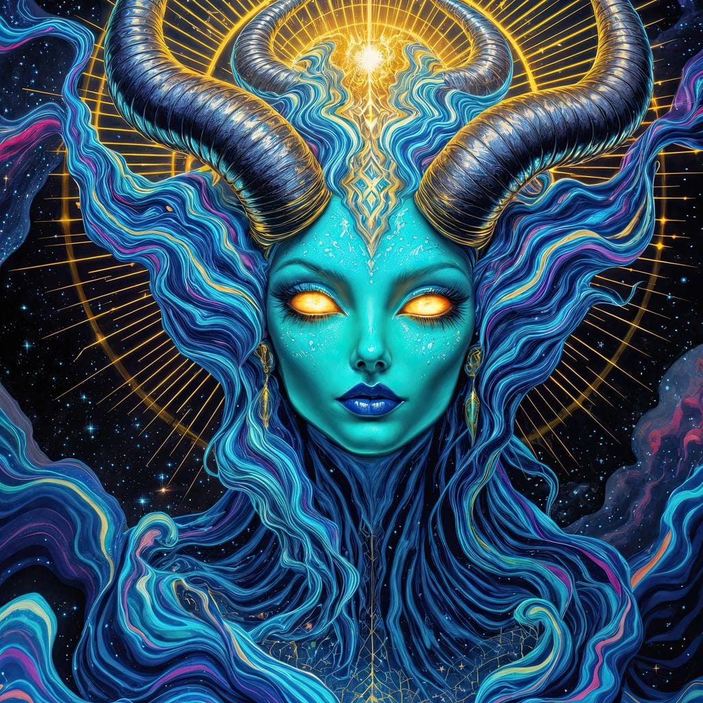 Tablou Canvas Premium, LuxCanva® G1245, Vortex Celest, Queen, Zeitate, Albastru, Energie, Stele, Galactic, Abis, Univers, Ochi, Fantezie, Coarne, Interstelar, Mistic, Hipnoza, Salon, Living, Dormitor