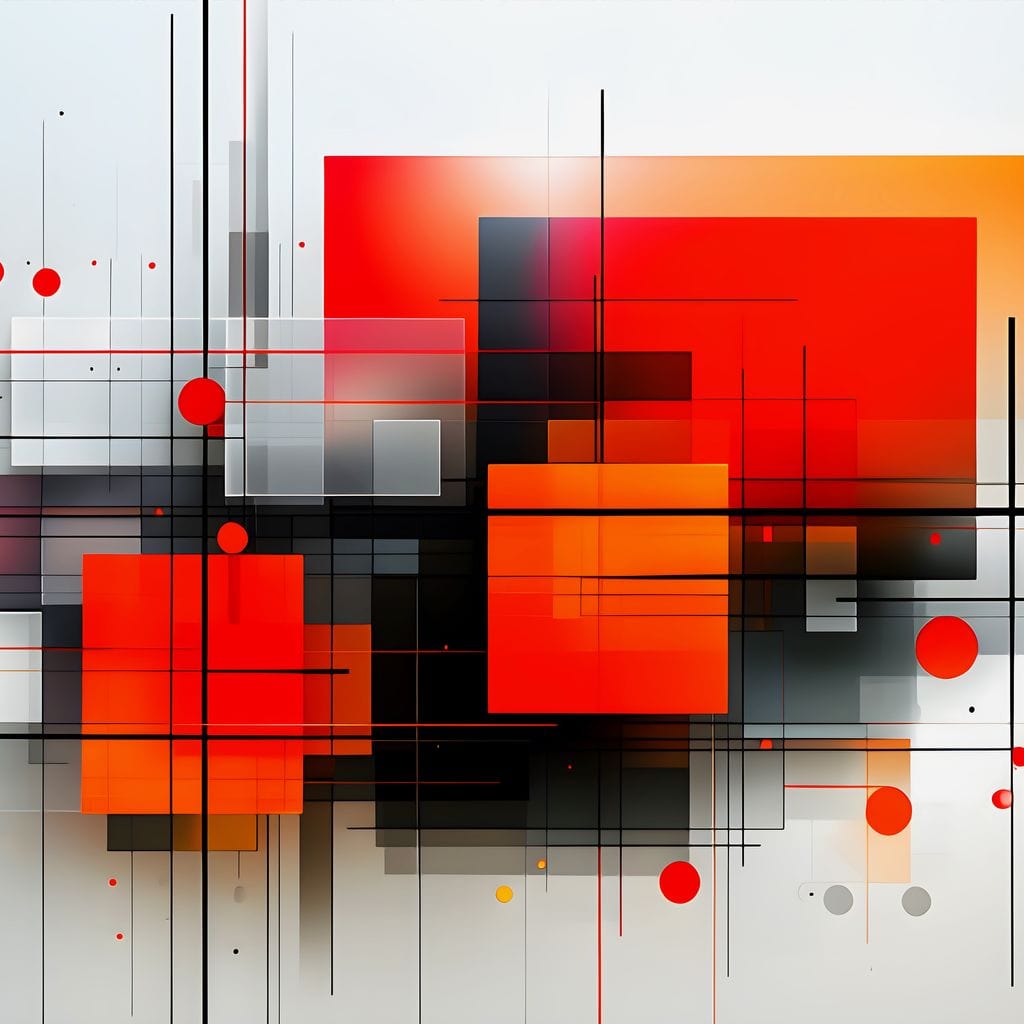 Tablou Canvas Premium, LuxCanva® J1004, Intersectii Cromatice, Portocaliu, Rosu, Flux, Metropolis, Cromatic, Stropi, Vizual, Exploziv, Contraste, Living, Dormitor