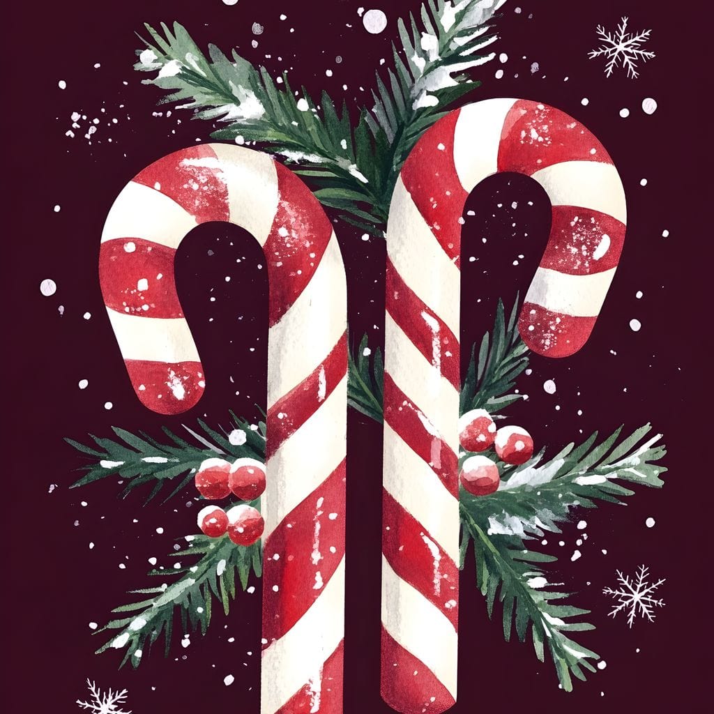 Tablou Canvas Premium, LuxCanva® D1086, Duo Festiv, Dulce, Inima, Craciun, Rosu, Simboluri, Dulceata, Magie, Bastonase, Spirit, Bucurie, Cadouri, Daruri, Brad, Alb, Visiniu, Camera Copil, Living, Dormitor