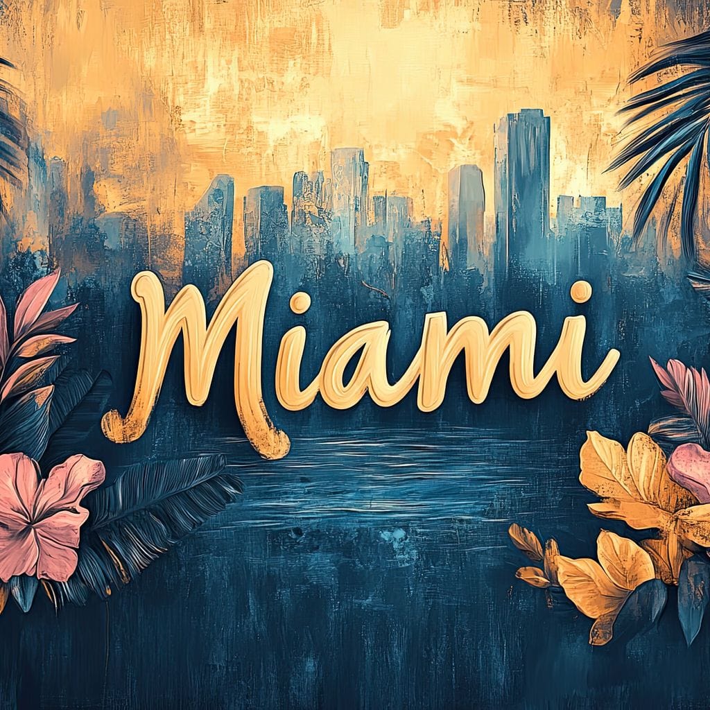 Tablou Canvas Premium LuxCanva® F1012, Miami, Orasul Soarelui , Tropical, Exotic, Apus, Vacanta, Florida, Distractie, Living, Birou, Culori vibrante