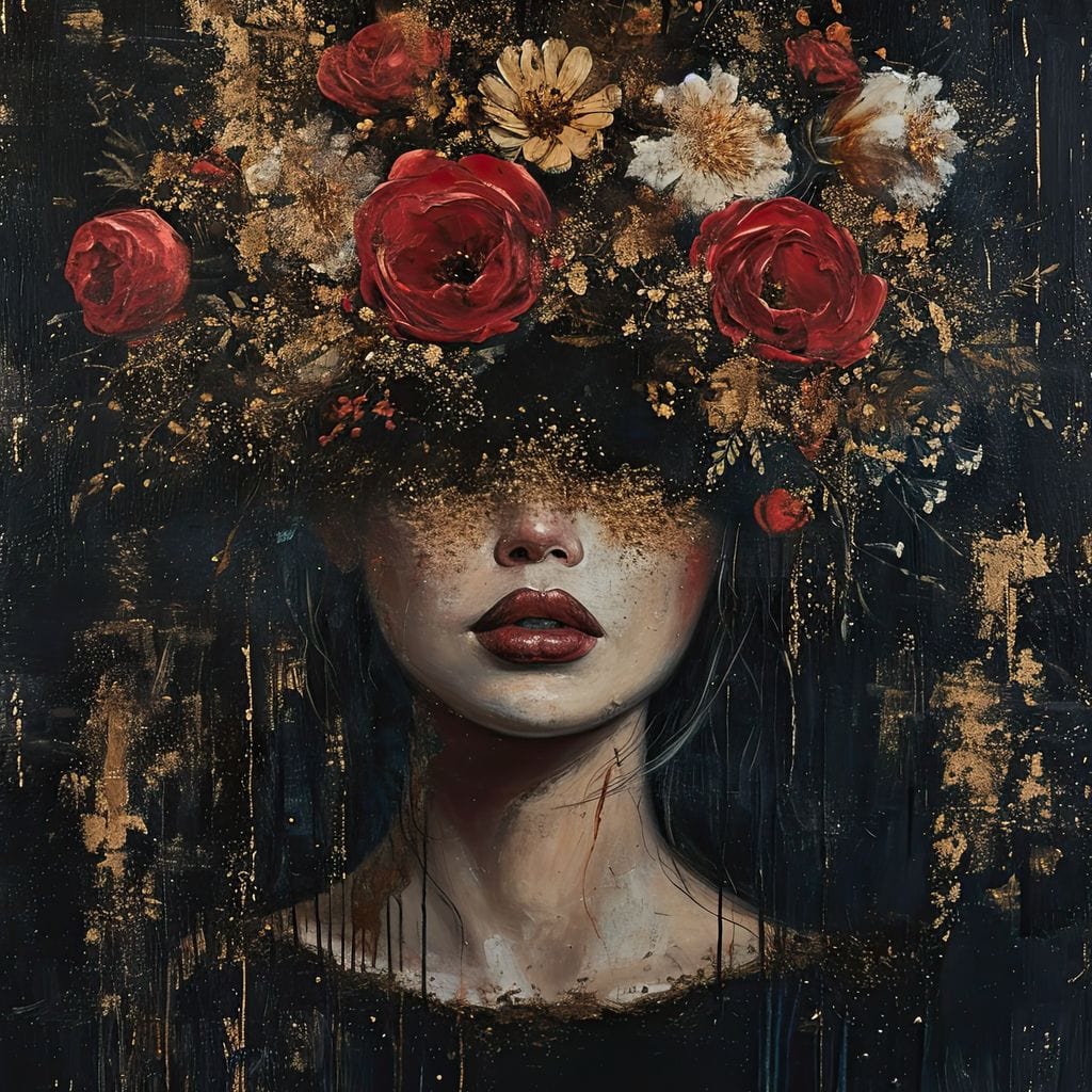 Tablou Canvas Premium, LuxCanva® G1200, Regina Florilor Nocturne, Gradina, Interior, Trandafiri, Tacere, Visare, Petale, Natura, Roze, Mitologic, Splendoare, Birou, Living, Dormitor