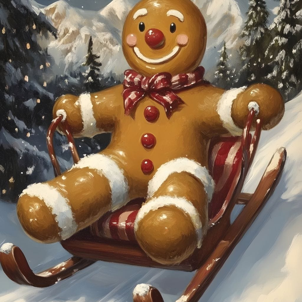 Tablou Canvas Premium, LuxCanva® D1068, Omuletul Sanius, Aventura, Dulce, Sanie, Joaca, Coborare, Veselie, Zbor, Iarna, Vale, Sclipire, Copilarie, Craciun, Munti, Natura, Camera Copil, Living, Dormitor