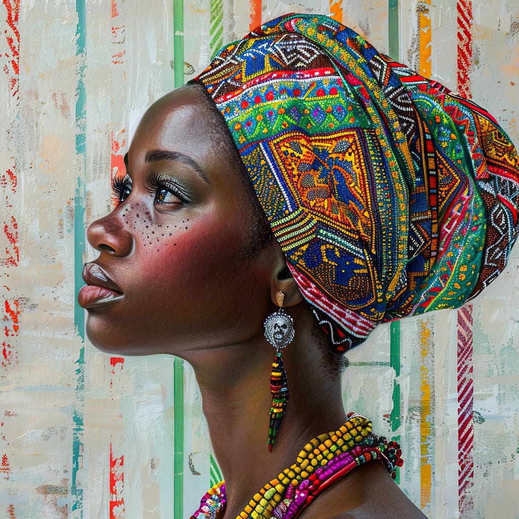 Tablou Canvas Premium LuxCanva® GV1055, Eleganta si Cultura, African, Traditie, Turban, Geometrie, Mosteniri, Feminism, Exotism, Living, Dormitor