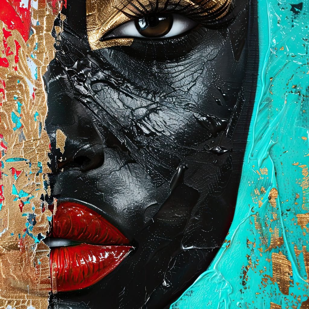 Tablou Canvas Premium LuxCanva® GV1051, Frumusete Rupta, Contrast, Aur, Textura, Abstract, Privire, Stralucire, Chip, Emotie, Living, Dormitor