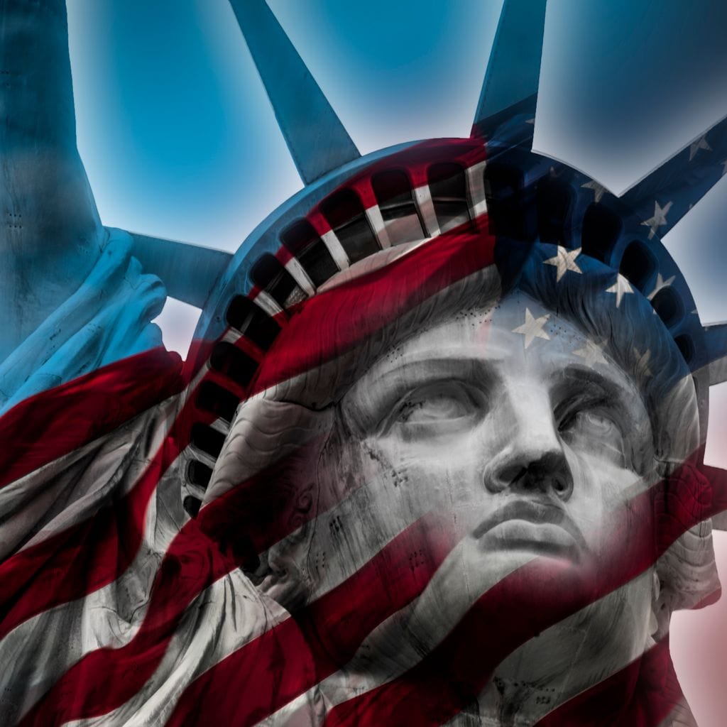 Tablou Canvas Premium, LuxCanva® O1047, Eterna Gardiana, Libertate, America, Spirit, Natiune, Steag, Vis, Patriotism, Simbol, Statuie, Identitate, Independenta, Democratic, Birou, Living, Dormitor