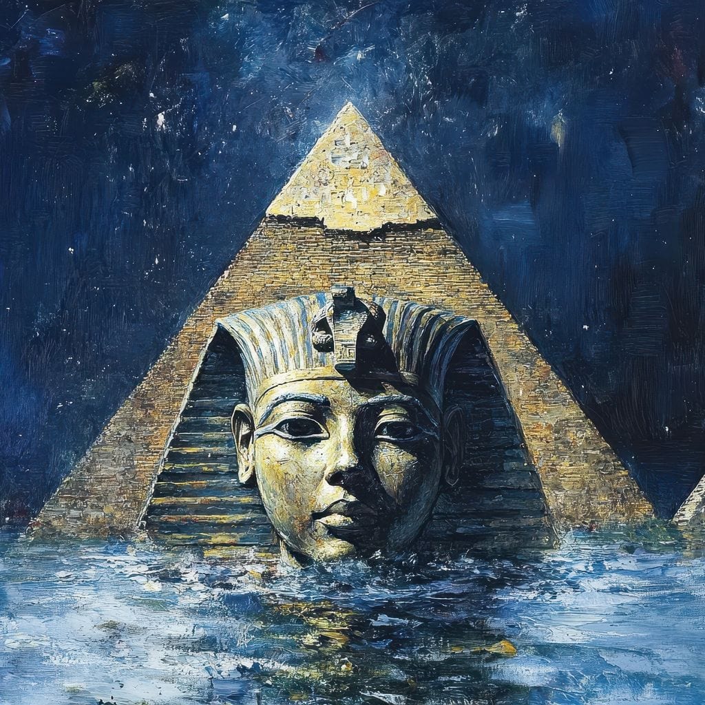 Tablou Canvas Premium, LuxCanva® O1039, Misterele Faraonilor, Piramida, Apa, Eternitate, Chip, Egipt, Antic, Putere, Stravechi, Sfinx, Sacral, Simboluri, Civilizatie, Templu, Birou, Living, Dormitor