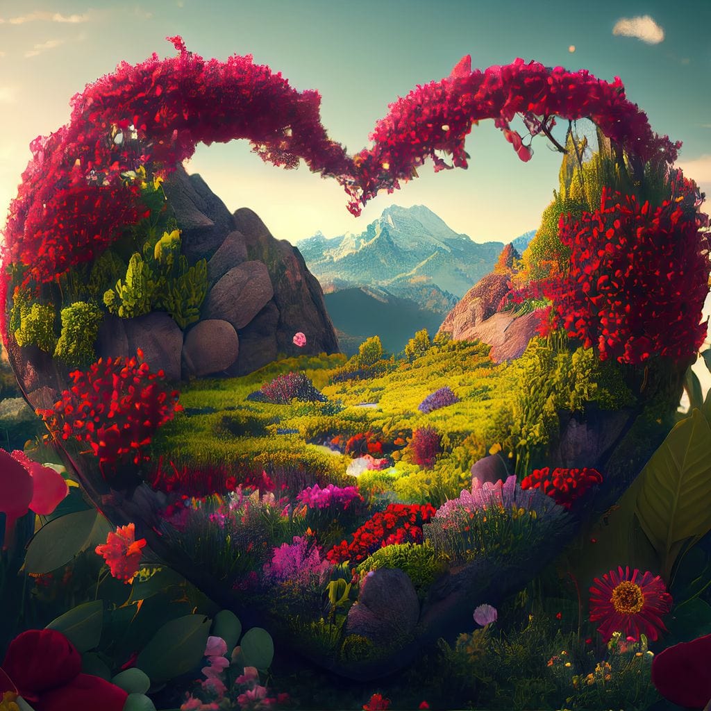 Tablou Canvas Premium LuxCanva® E1041, Colt de Rai, Gradina, Refugiu, Paradis, Rai, Floral, Living Room, Culori vibrante