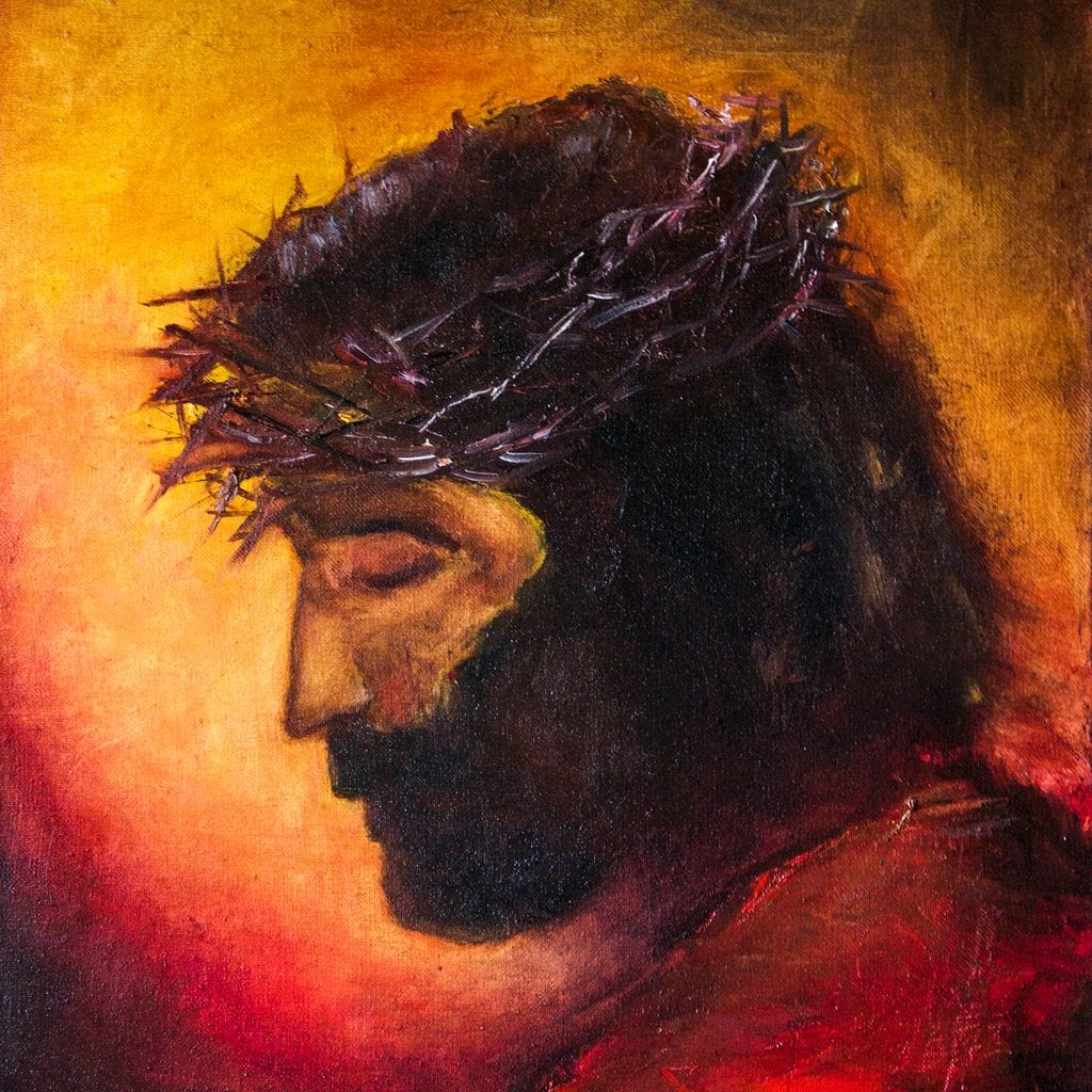 Tablou Canvas Premium LuxCanva® H1008, Purtatorul Pacatelor Lumii , Sacrificiu, Pacate, Lume, Suferinta, Iubire, Mantuire, Coroana, Lumina, Living