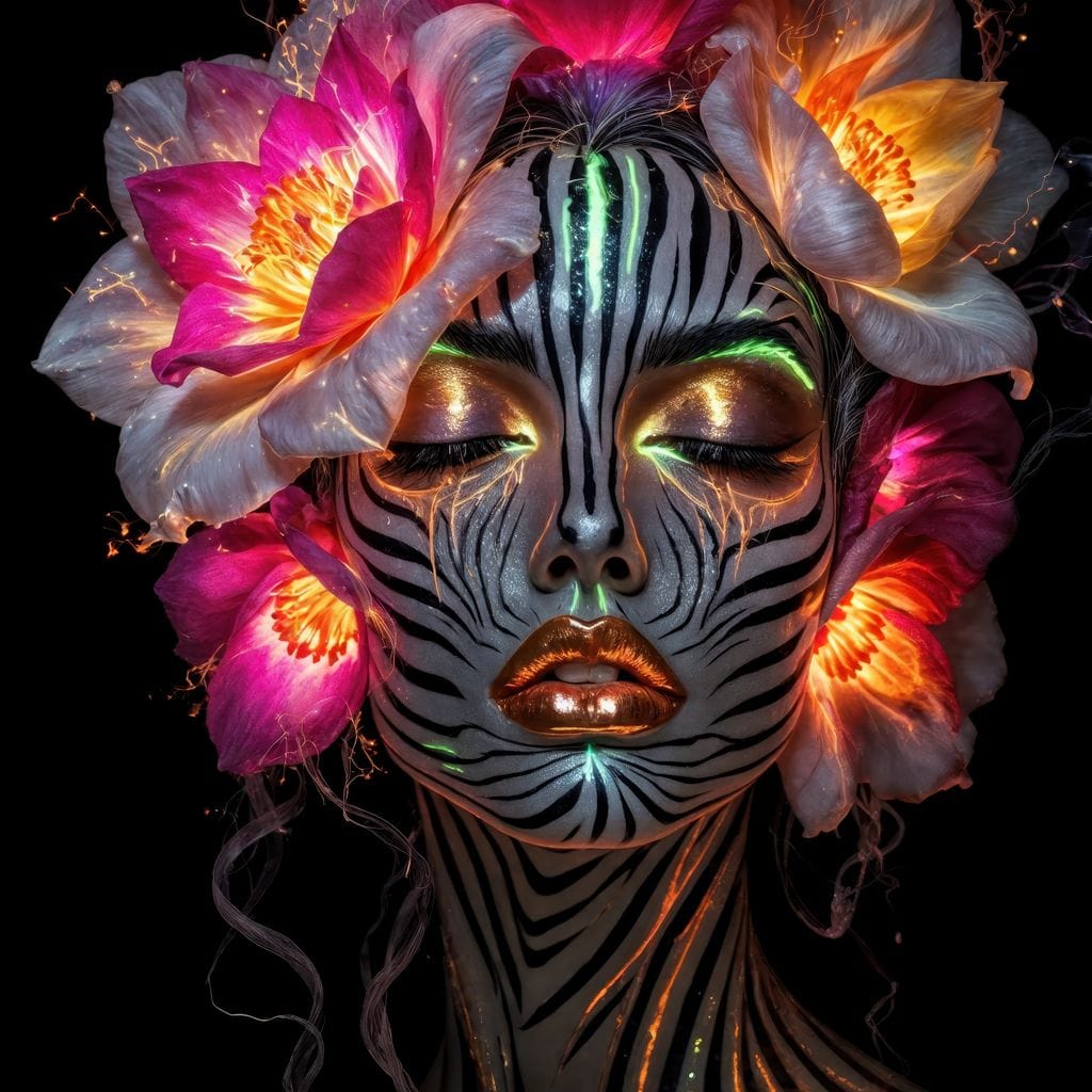 Tablou Canvas Premium, LuxCanva® G1243, Zebra Celesta, Cosmic, Flori, Foc, Nocturn, Spirit, Regina, Lumina, Electric, Metamorfoza, Vis, Flacara, Neon, Mistic, Energie, Tacere, Salon, Living, Dormitor