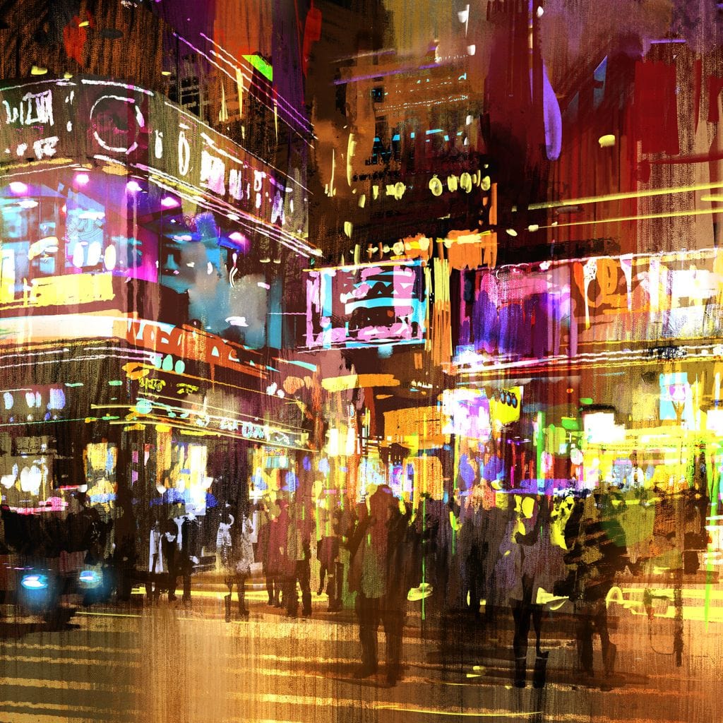 Tablou Canvas Premium, LuxCanva® O1023, Nopti Electrice, Exploziv, Stralucire, Oras, Strada, Univers, Colorit, Palpitant, Viteza, Reclame, Oameni, Plimbare, Carnaval, Neon, Birou, Living, Dormitor