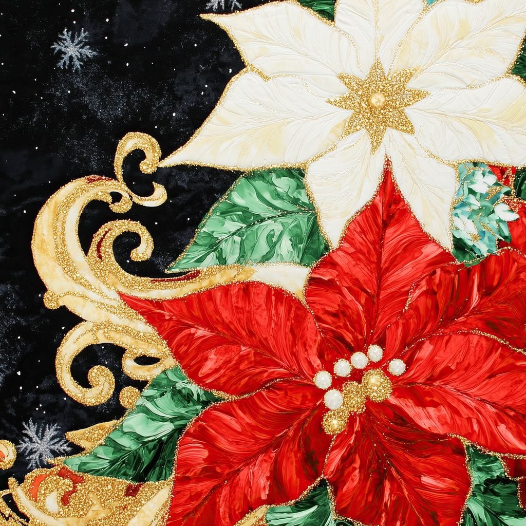 Tablou Canvas Premium LuxCanva® D1026, Aranjament de Craciun , Flori, Craciunita, Rosu, Alb, Decor, Living Room, Culori vibrante