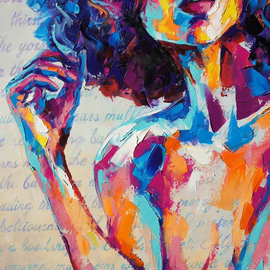 Tablou Canvas Premium LuxCanva® E1042, Femeia in Culori, Cromatic, Privire, Mister, Aparitie, Fotografie, Living Room, Culori vibrante