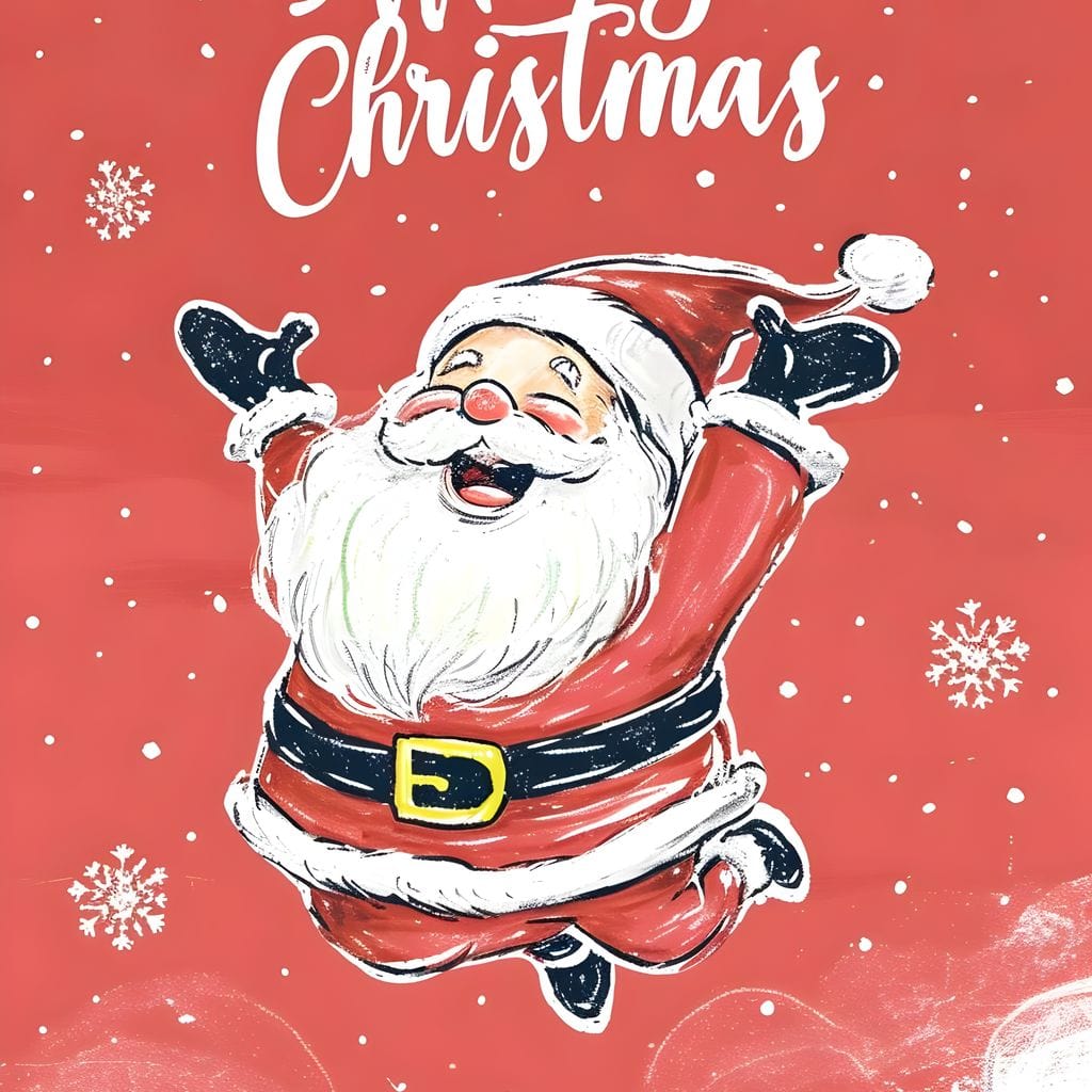 Tablou Canvas Premium, LuxCanva® D1081, Veselia lui Mos Craciun, Craciun, Decoratiune, Perete, Sarbatori, Festiv, Cadou, Copilarie, Ajun, Santa, Mos, Rosu, Costum, Fulgi, Nea, Camera Copil, Living, Dormitor