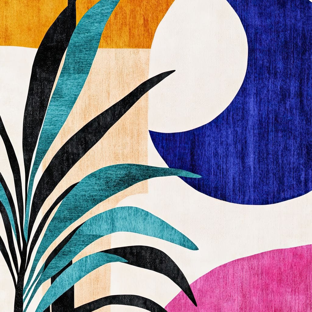 Tablou Canvas Premium, LuxCanva® J1011, Dialog Intre Forme, Frunza, Valuri, Liniste, Forme, Geometrie, Arhitectura, Abstract, Estival, Anotimp, Semiluna, Living, Dormitor