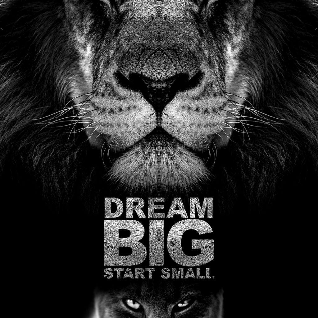 Tablou Canvas Premium LuxCanva® F1028, De la Mic la Legendar , Leu, Pisica, Evolutie, Vis, Realitate, Living Room, Birou, Culori vibrante