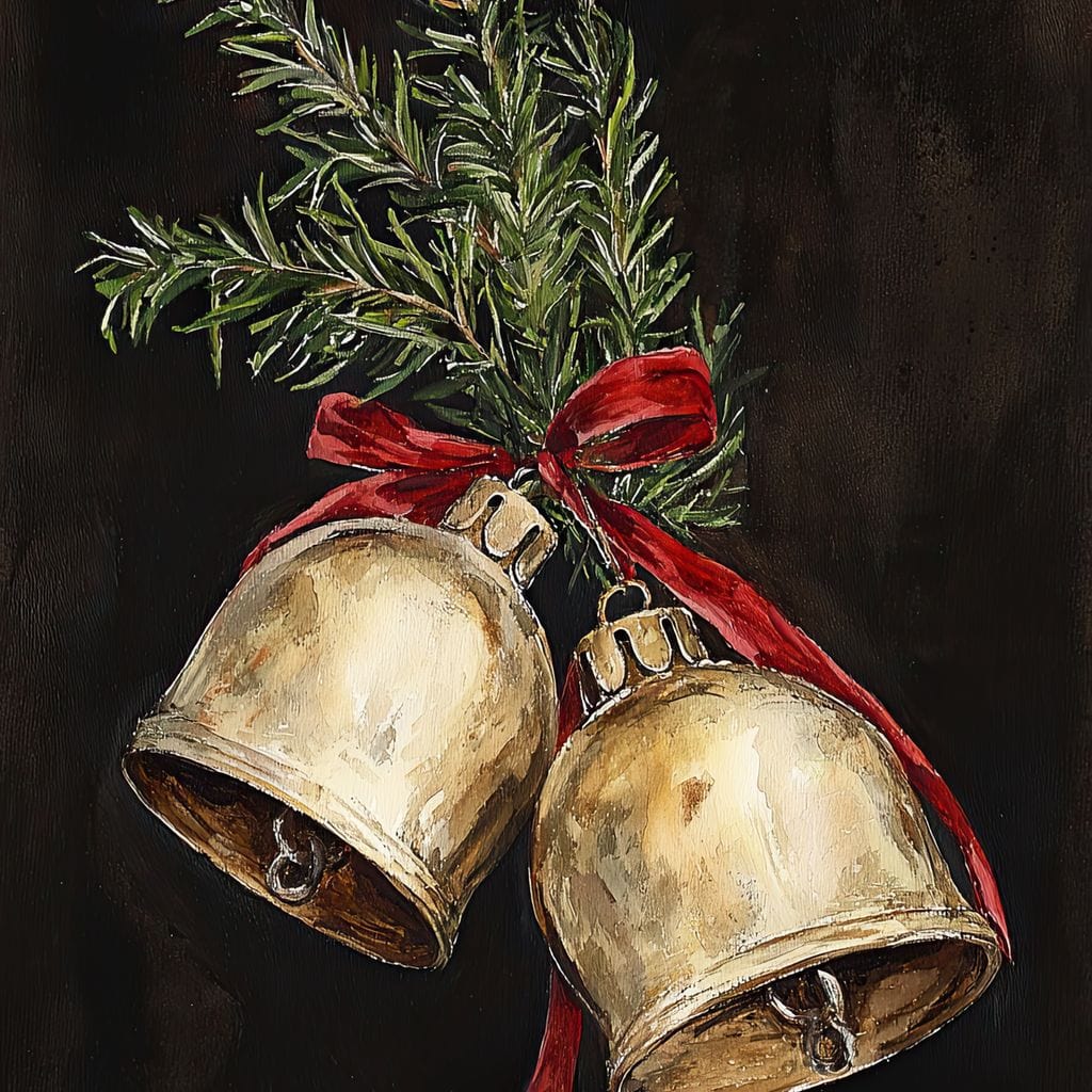 Tablou Canvas Premium LuxCanva® D1057, Vestitorii Clopotei , Clopotei, Brad, Craciun, Decoratiune, Sunet, Clinchet, Living Room, Culori vibrante