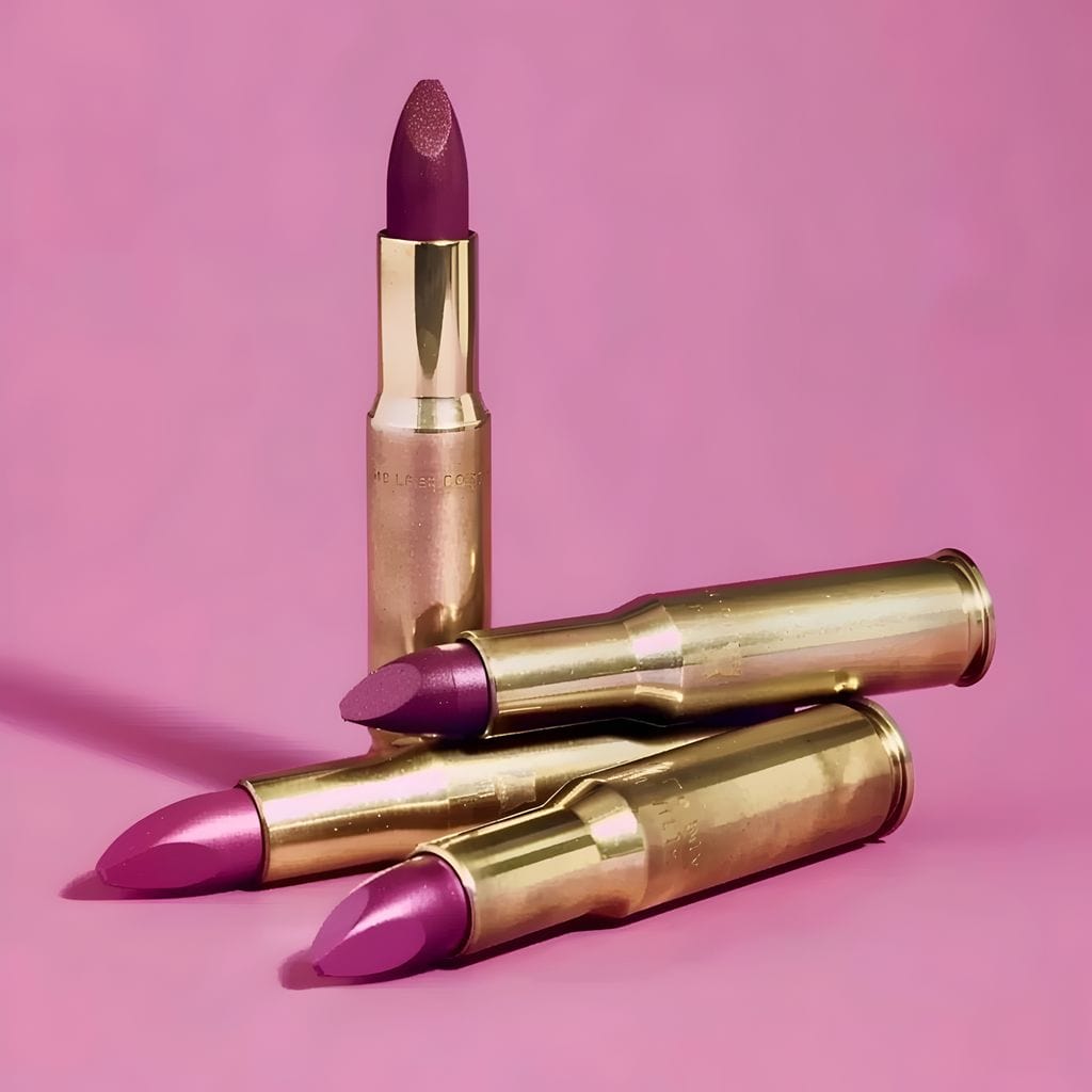 Tablou Canvas Premium, LuxCanva® G1224, Armele Feminitatii, Ruj, Auriu, Roz, Glont, Fundal, Pop Art, Minimalism, Feminitate, Glamour, Make-up, Rebeliune, Seductie, Machiaj, Salon, Birou, Living, Dormitor