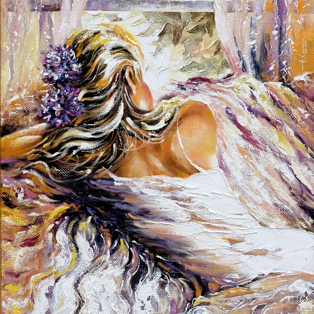 Tablou Canvas Premium LuxCanva® E1050, Dimineata Unei Visatoare, Rasarit, Fereastra, Ganduri, Diafana, Magie, Living Room, Culori vibrante