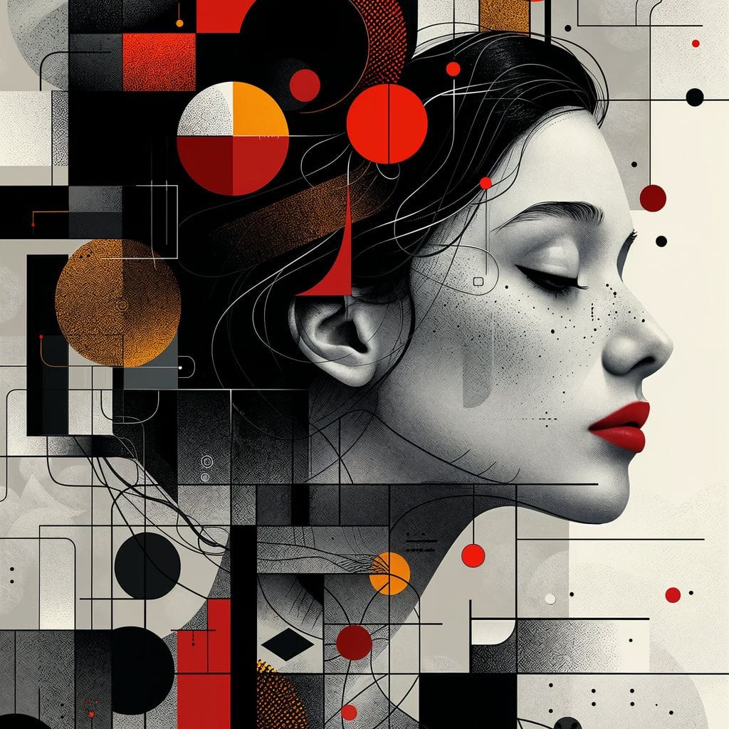 Tablou Canvas Premium, LuxCanva® G1125, Arhitectura Gandului, Abstract, Geometric, Digital, Tehnologie, Suflet, Visare, Neuronal, Conexiune, Living, Dormitor