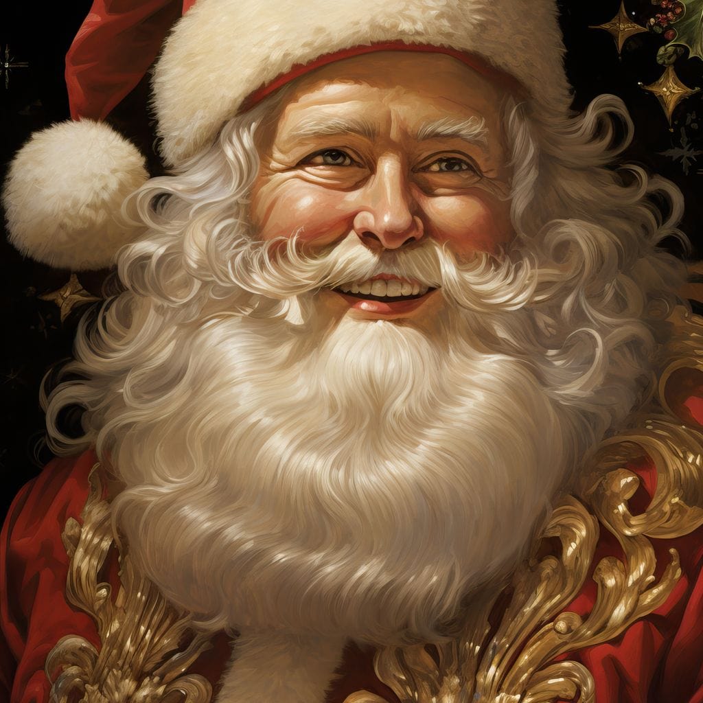 Tablou Canvas Premium LuxCanva® D1035, Zambetul lui Mos Craciun , Barba, Alba, Santa Claus, Bucurie, Zambet, Living Room, Culori vibrante