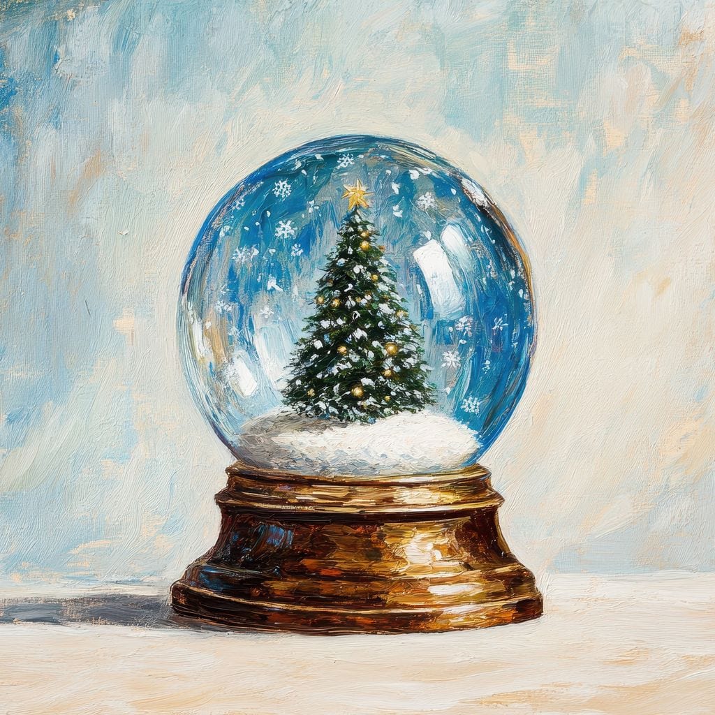 Tablou Canvas Premium LuxCanva® D1038, Bradul din Globul Fermecat , Glob, Brad, Decoratiune, Auriu, Muzical, Living Room, Culori vibrante