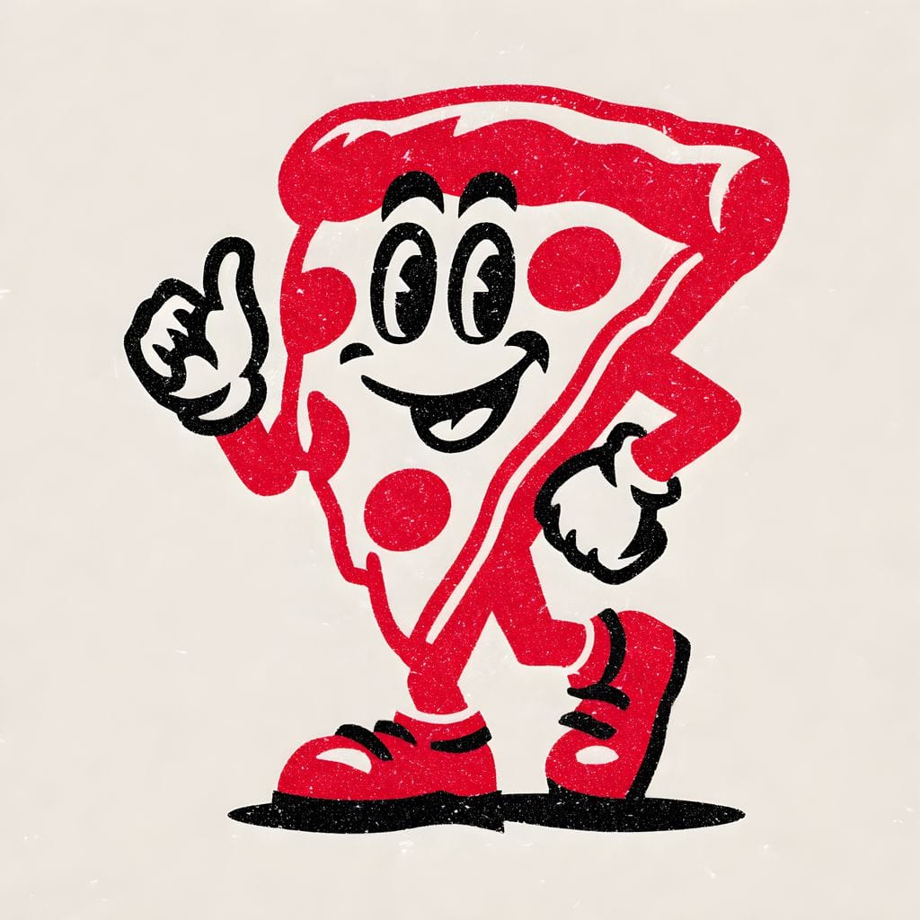 tablou canvas cu o felie de pizza animata, pe fundal alb