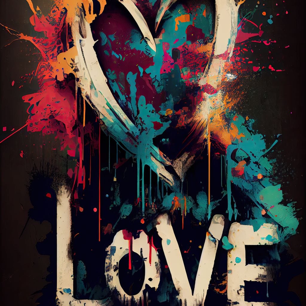 Tablou Canvas Premium LuxCanva® E1000, Explozie de Culoare si Iubire , Culoare, Iubire, Energie, Expresie, Arta, Living Room, Culori vibrante