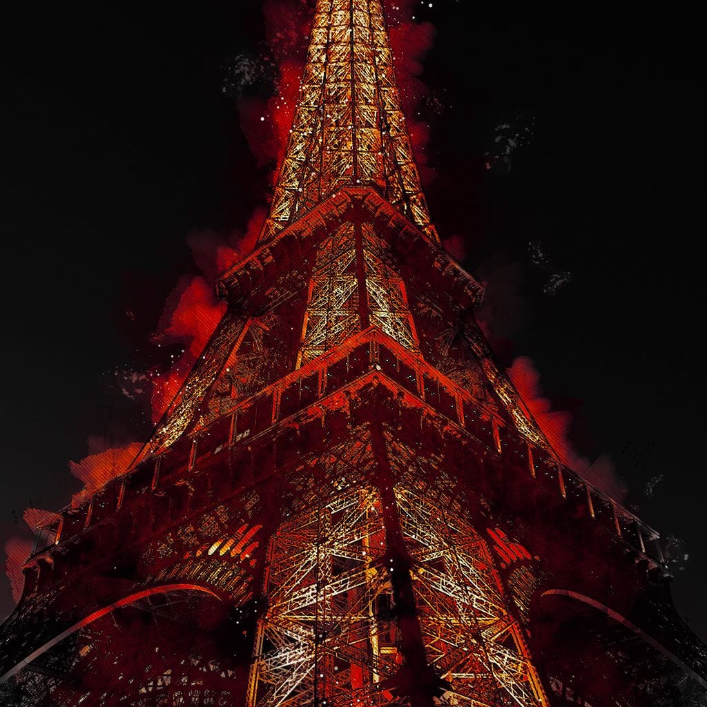 Tablou Canvas Premium, LuxCanva® O1043, Parisul in Rosu, Turn, Eiffel, Flacari, Lumina, Iubire, Elegant, Parizian, Fascinant, Pasiune, Oras, Capitala, Europa, Atractie, Turist, Birou, Living, Dormitor