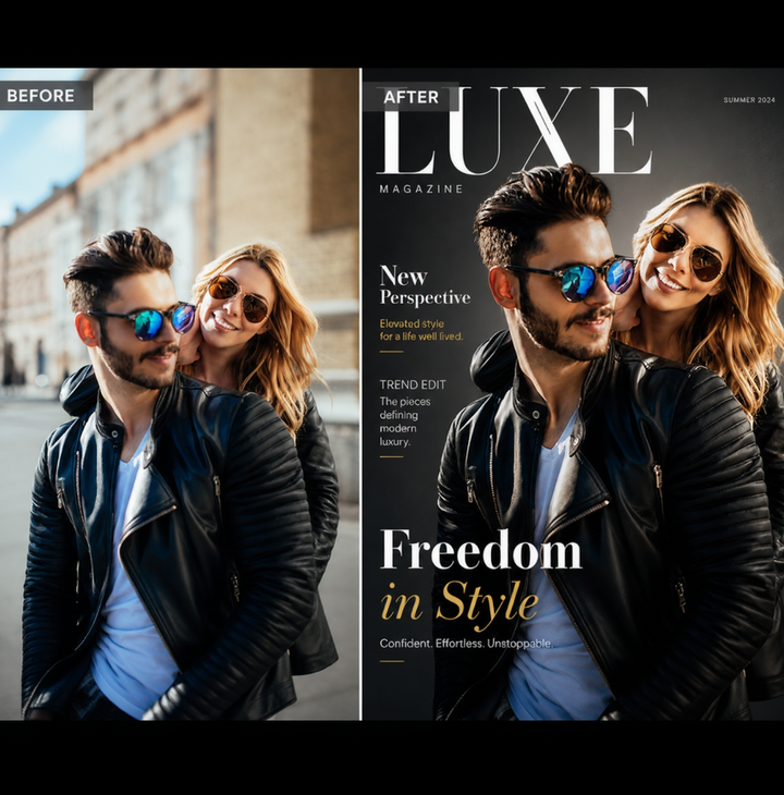 Tablou Personalizat Cover Magazin | Femei / Barbati / Influencer | Vertical Portret