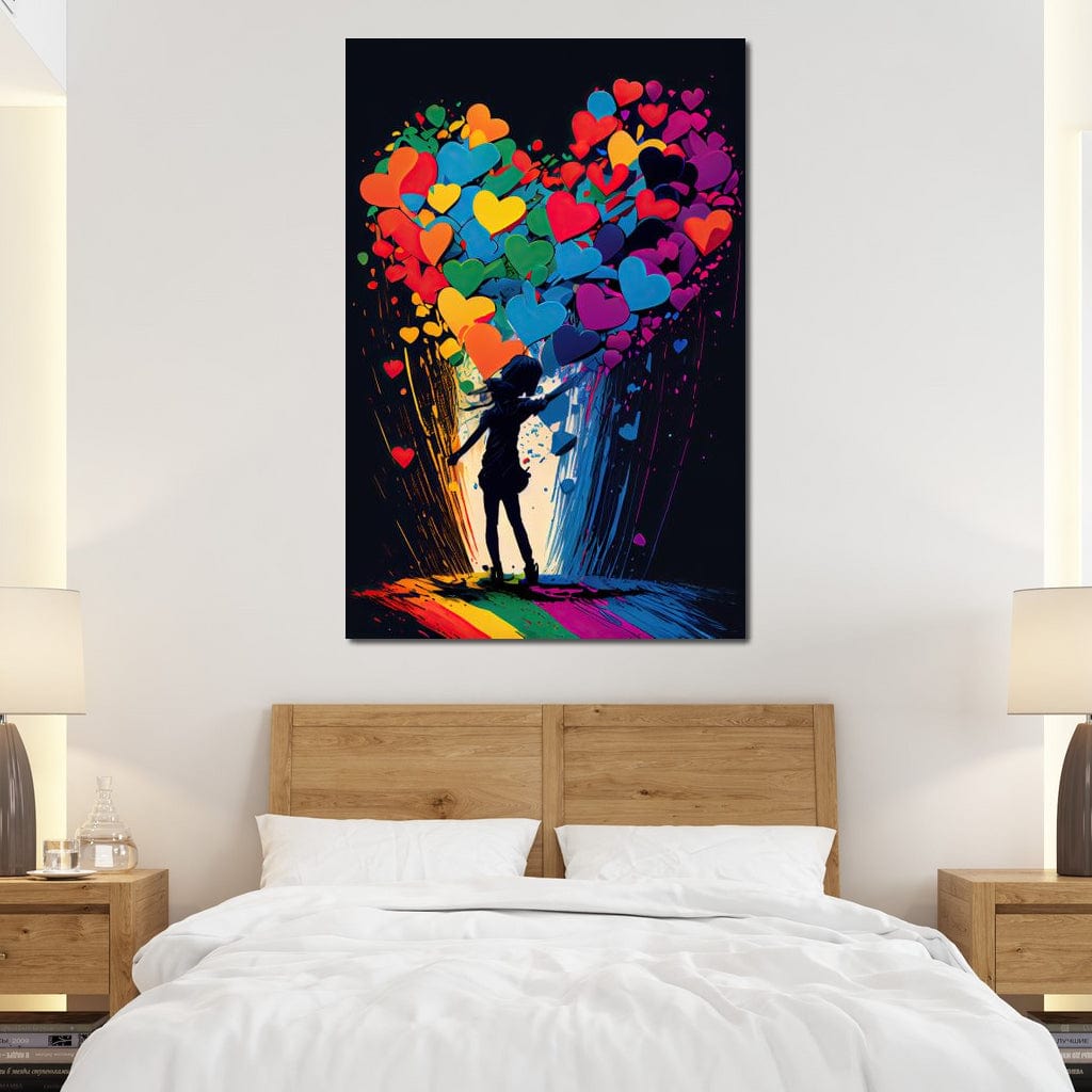 Tablou Canvas Premium LuxCanva® E1023, Puterea Iubirii, Tineresc, Curcubeu, Expresie, Armonie, Creativ, Living Room, Culori vibrante