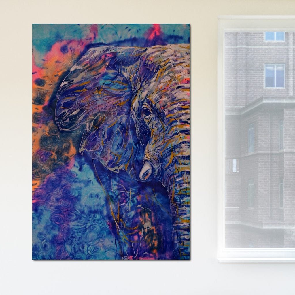 Tablou Canvas Premium, LuxCanva® M1315, Gigantul din Nebuloasa, Abstract, Multicolor, Culori Vibrante, Arta Moderna, Texturat, Elefant, Profil, Fantezie, Birou, Living, Camera Copil