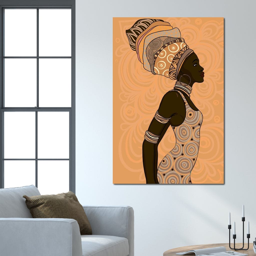Tablou Canvas Premium, LuxCanva® G1074, Traditie si Modernitate, Africa, Continent, Feminitate, Exotic, Turban, Gratie, Soare, Bratari, Living, Dormitor